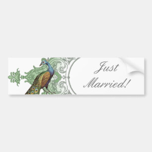 Autocollant De Voiture Peacock baroque juste marié - bleu aqua