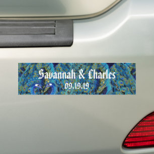Autocollant De Voiture Peacocks vintages Embrasser les cadeaux de mariage