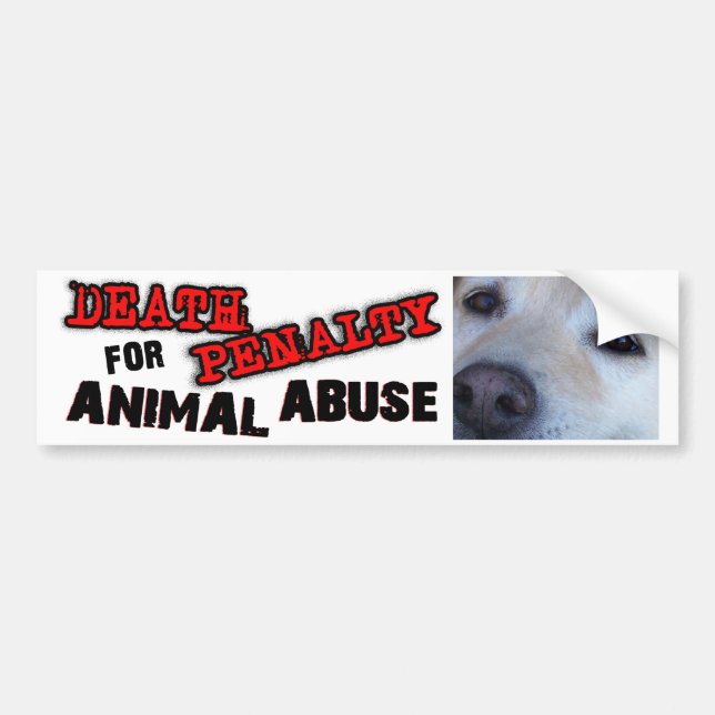 Autocollant De Voiture PEINE DE MORT POUR l'ABUS ANIMAL (chien) (Devant)