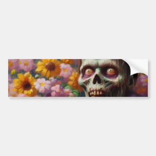 Autocollant De Voiture Peinture à l'huile de Zombie dans le champ de fleu