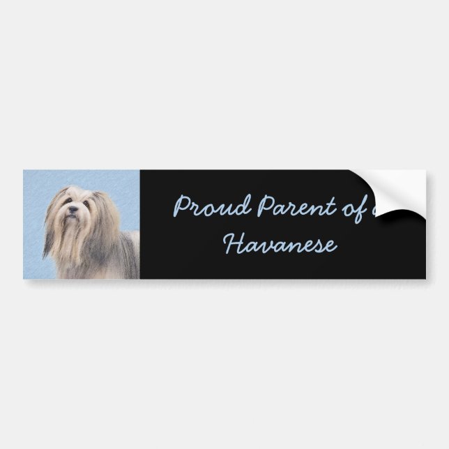 Autocollant De Voiture Peinture (argentée) de Havanese - art original (Devant)