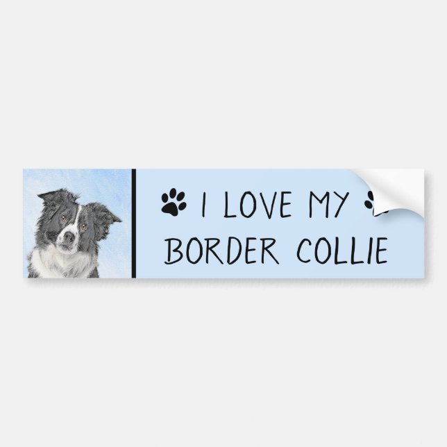 Autocollant De Voiture Peinture Collie Bordure - Joli art original chien (Devant)