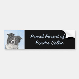 Autocollant De Voiture Peinture Collie Bordure - Joli art original chien