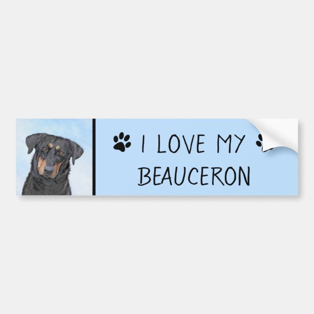 Autocollant De Voiture Peinture de Beauceron - Cute Original Chien Art (Devant)