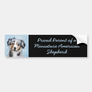 Autocollant De Voiture Peinture de berger américaine miniature - Chien Ar