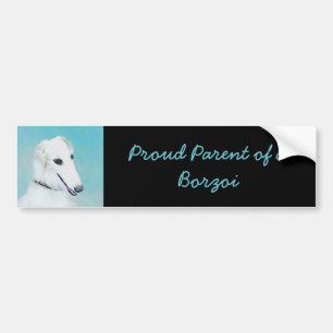 Autocollant De Voiture Peinture de Borzoi (Blanc) - Joli Chien d'origine
