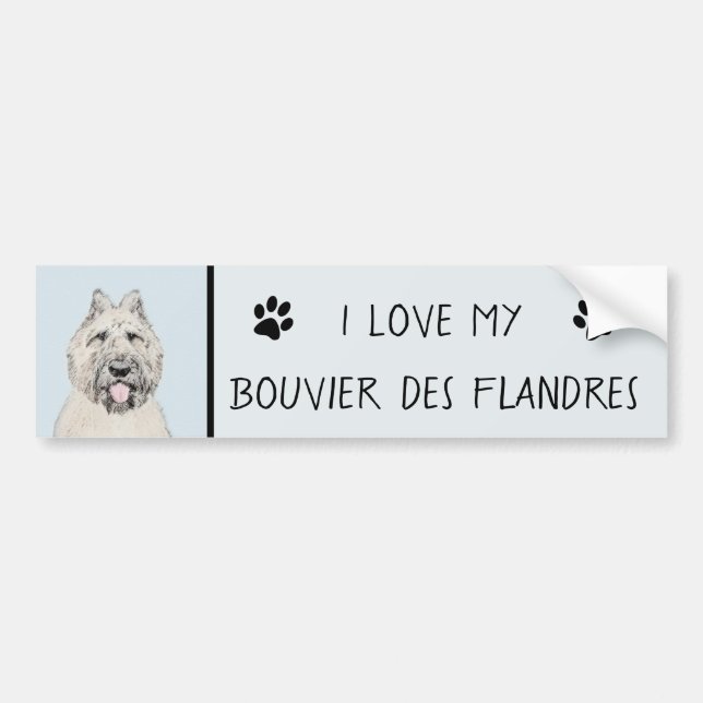 Autocollant De Voiture Peinture de Bouvier des Flandres - Art original de (Devant)