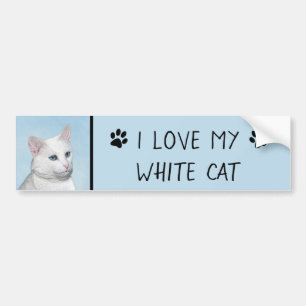 Autocollant De Voiture Peinture de chat blanc - Cute Original Cat Art