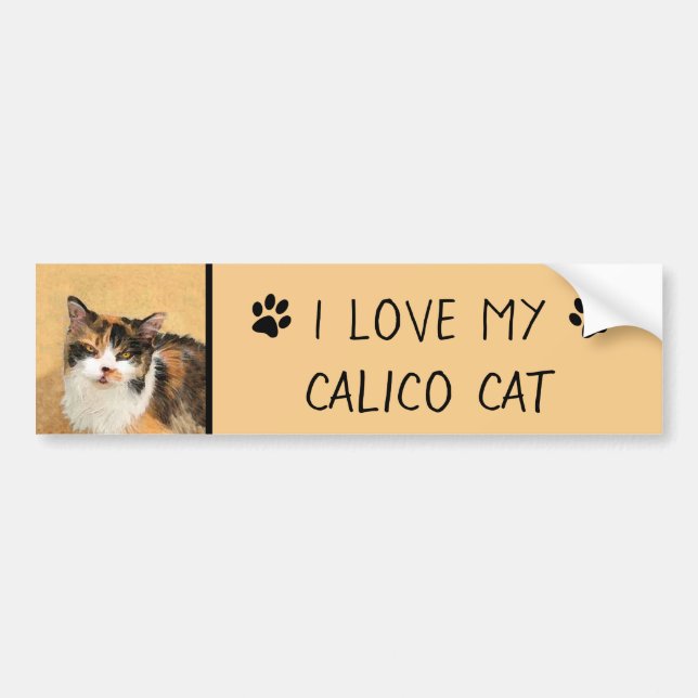 Autocollant De Voiture Peinture de chat Calico - Cute Original Cat Art (Devant)