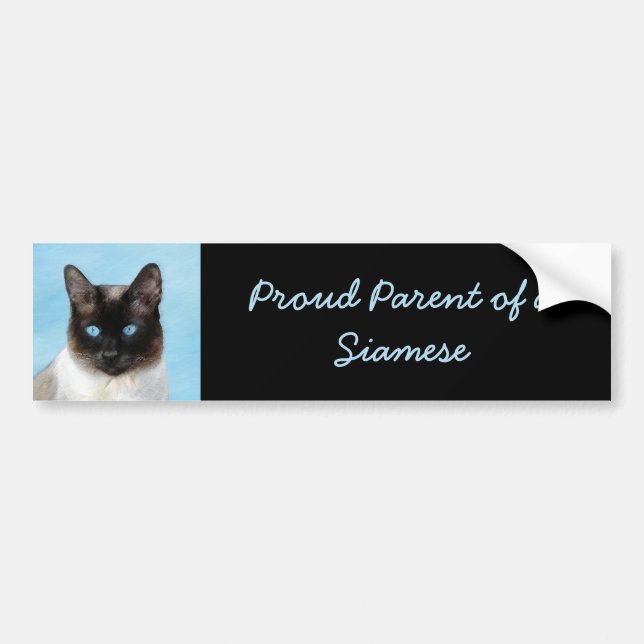 Autocollant De Voiture Peinture de chats de Siamese - Cute Original Cat A (Devant)