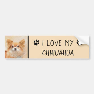 Autocollant De Voiture Peinture de Chien Chihuahua à Poils Longs Art Orig