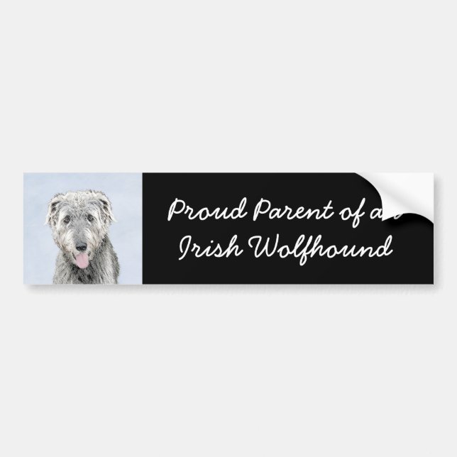 Autocollant De Voiture Peinture de Wolfhound irlandais - Joli art origina (Devant)