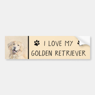 Autocollant De Voiture Peinture Golden Retriever - Joli art original chie