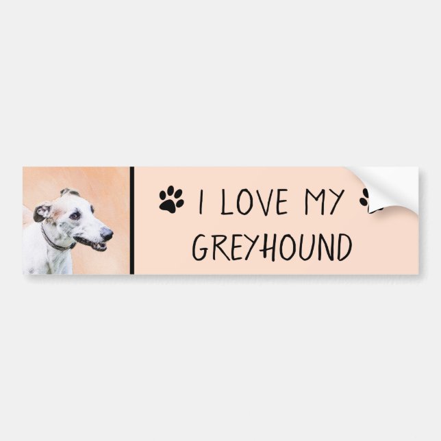 Autocollant De Voiture Peinture Greyhound - Cute Original Chien Art (Devant)