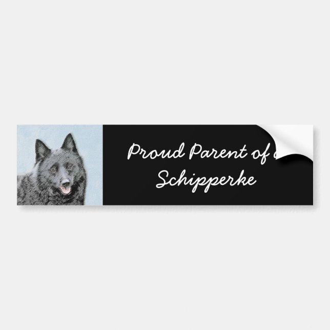 Autocollant De Voiture Peinture Schipperke - Cute Original Chien Art (Devant)