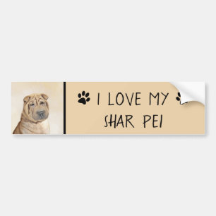 Autocollant De Voiture Peinture Shar Pei - Cute Original Chien Art