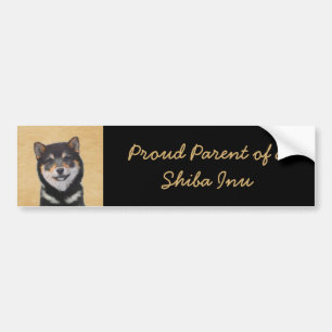 Autocollant De Voiture Peinture Shiba Inu (Noir et Tan) - Art Chien