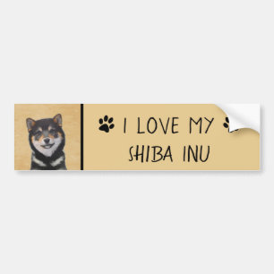 Autocollant De Voiture Peinture Shiba Inu (Noir et Tan) - Art Chien