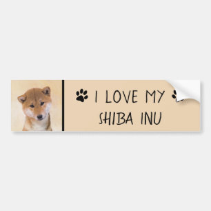 Autocollant De Voiture Peinture Shiba Inu (Rouge) - Art Chien original