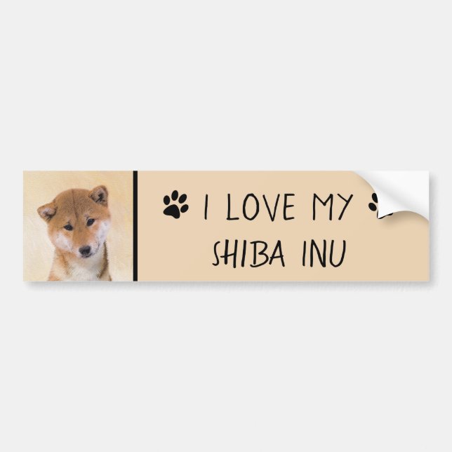 Autocollant De Voiture Peinture Shiba Inu (Rouge) - Art Chien original (Devant)