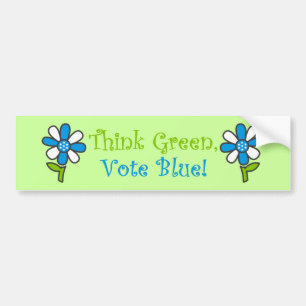 Autocollant De Voiture Pensez aux chevalets pare-chocs bleus votés verts
