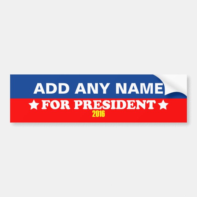 Autocollant De Voiture Personnalisable votre nom pour le président 2016 (Devant)