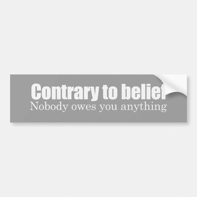 Autocollant De Voiture Personne ne vous doit quelque chose Bumpersticker (Devant)