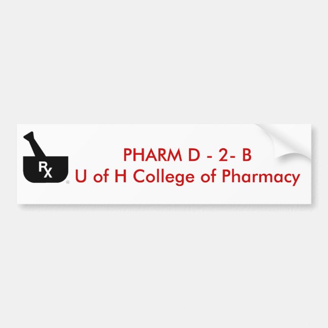 Autocollant De Voiture PHARM D - 2 - B U de l'université de H… (Devant)