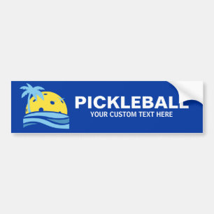 Autocollant De Voiture Pickleball Tropical Palm Tree Sun Votre texte pers