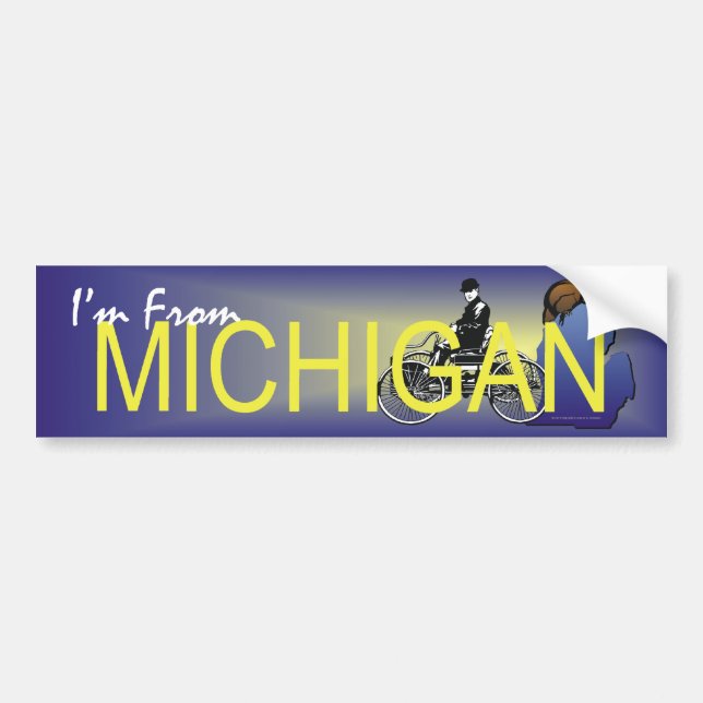 Autocollant De Voiture PIÈCE EN T je suis le Michigan (Devant)