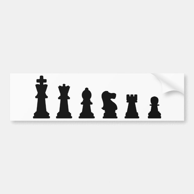 Autocollant De Voiture Pièces d'échecs noires sur le blanc (Devant)