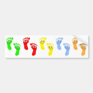 Autocollant De Voiture Pieds verts heureux, pieds rouges heureux, jaune