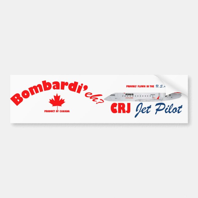 Autocollant De Voiture Pilote de jet de Bombardi'eh CRJ (Devant)