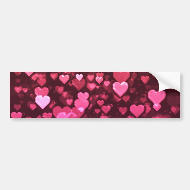 Autocollant De Voiture Pink Bokeh Hearts papier peint Arrière - plan numé (Devant)