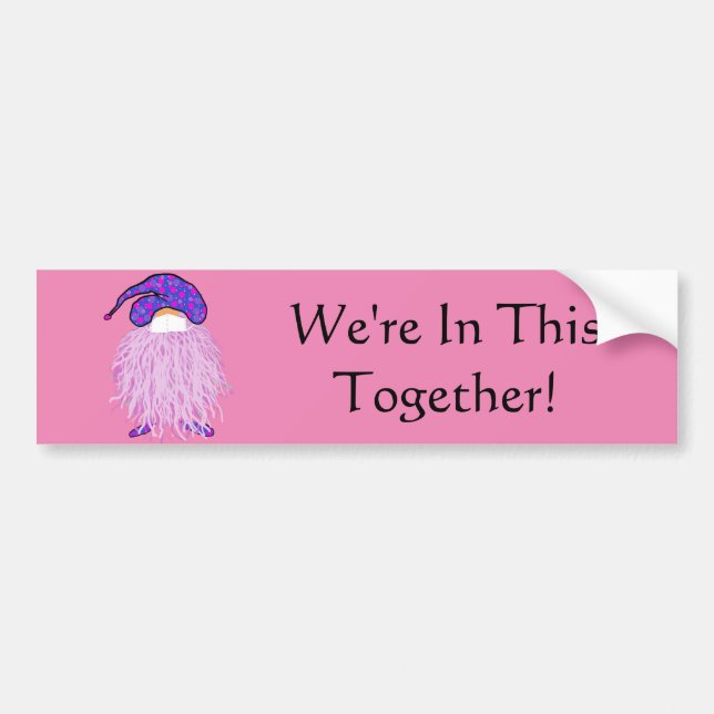 Autocollant De Voiture Pink Gnome in Mask : We're in This Together (Devant)