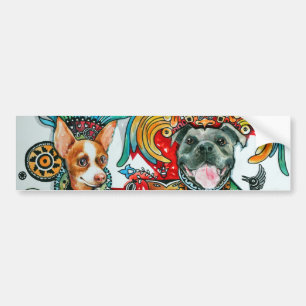 Autocollant De Voiture Pitbull et chiwawa