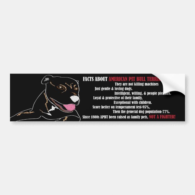 Autocollant De Voiture Pitbull FactsBlk (Devant)