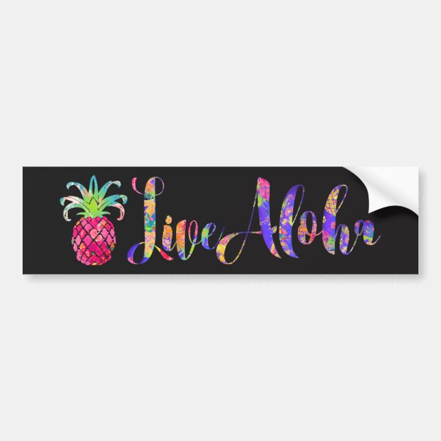 Autocollant De Voiture PixDezines Live Aloha Ananas (Devant)