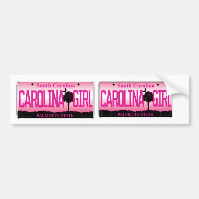 Autocollant De Voiture Plaque minéralogique de la Caroline du Sud "fille (Devant)