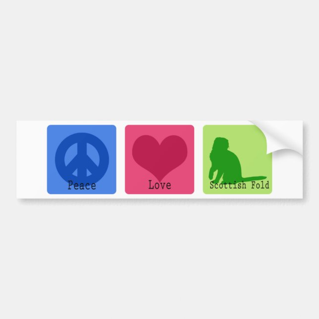 Autocollant De Voiture Pli d'écossais d'amour de paix (Devant)
