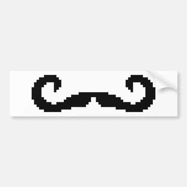 Autocollant De Voiture Poignée de 8 bits Pixel Moustache (Devant)