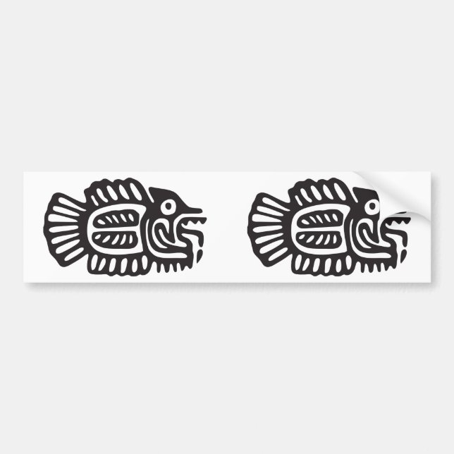 Autocollant De Voiture Poissons, hiéroglyphe mexicain (Maya) (Devant)