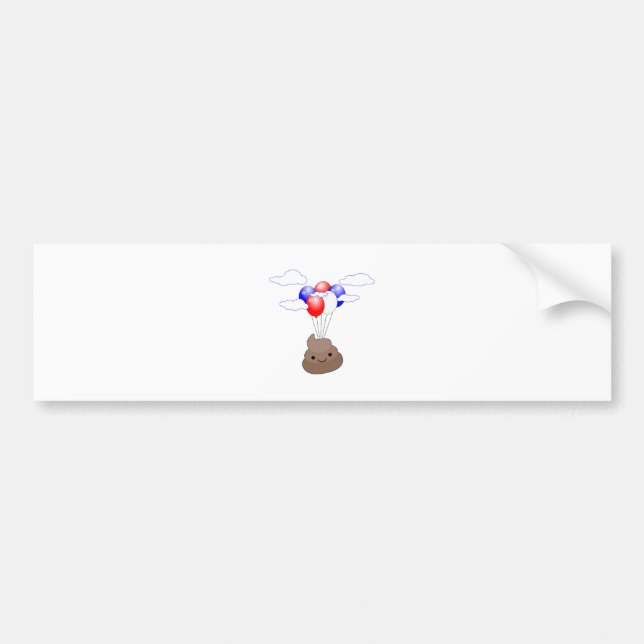 Autocollant De Voiture Poo Emoji Voler Avec Ballons (Devant)