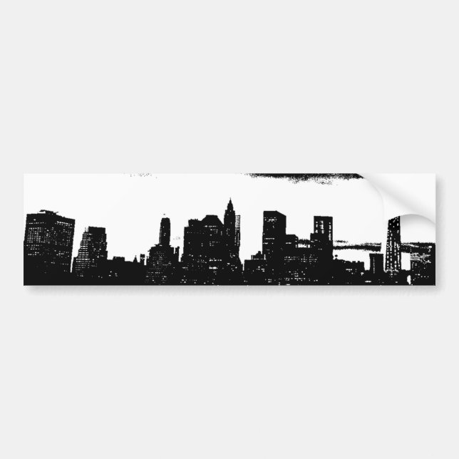 Autocollant De Voiture Pop Art Black White New York City (Devant)
