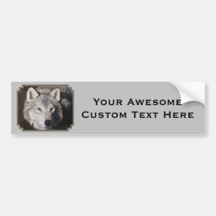 Autocollant De Voiture Portrait du visage du loup de bois gris