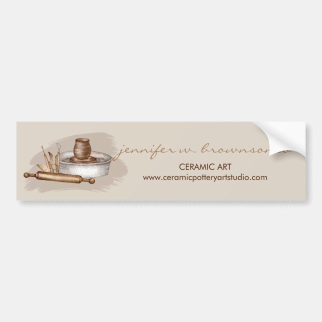 Autocollant De Voiture Pottery Ceramics Artist Studio Online (Devant)