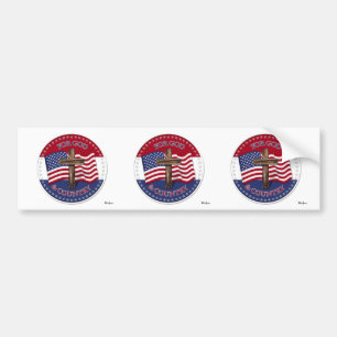Autocollant De Voiture Pour Dieu et le pays - croix avec le drapeau des