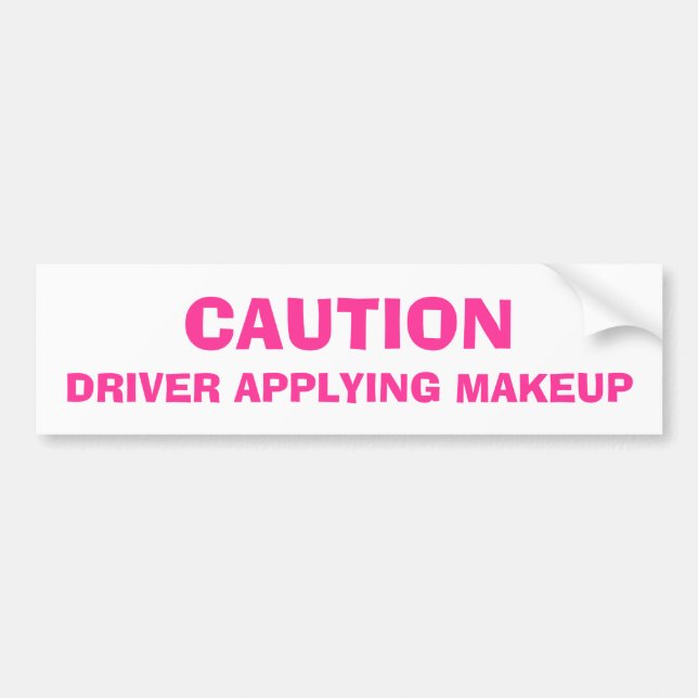 Autocollant De Voiture Précaution, conducteur appliquant le maquillage (Devant)