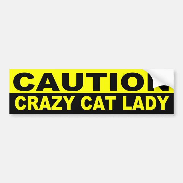 AUTOCOLLANT DE VOITURE PRÉCAUTION, DAME FOLLE DE CAT (Devant)