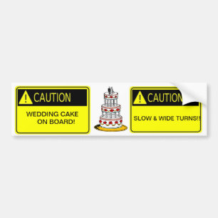Autocollant De Voiture précaution ! gâteau de mariage à bord ! adhésif